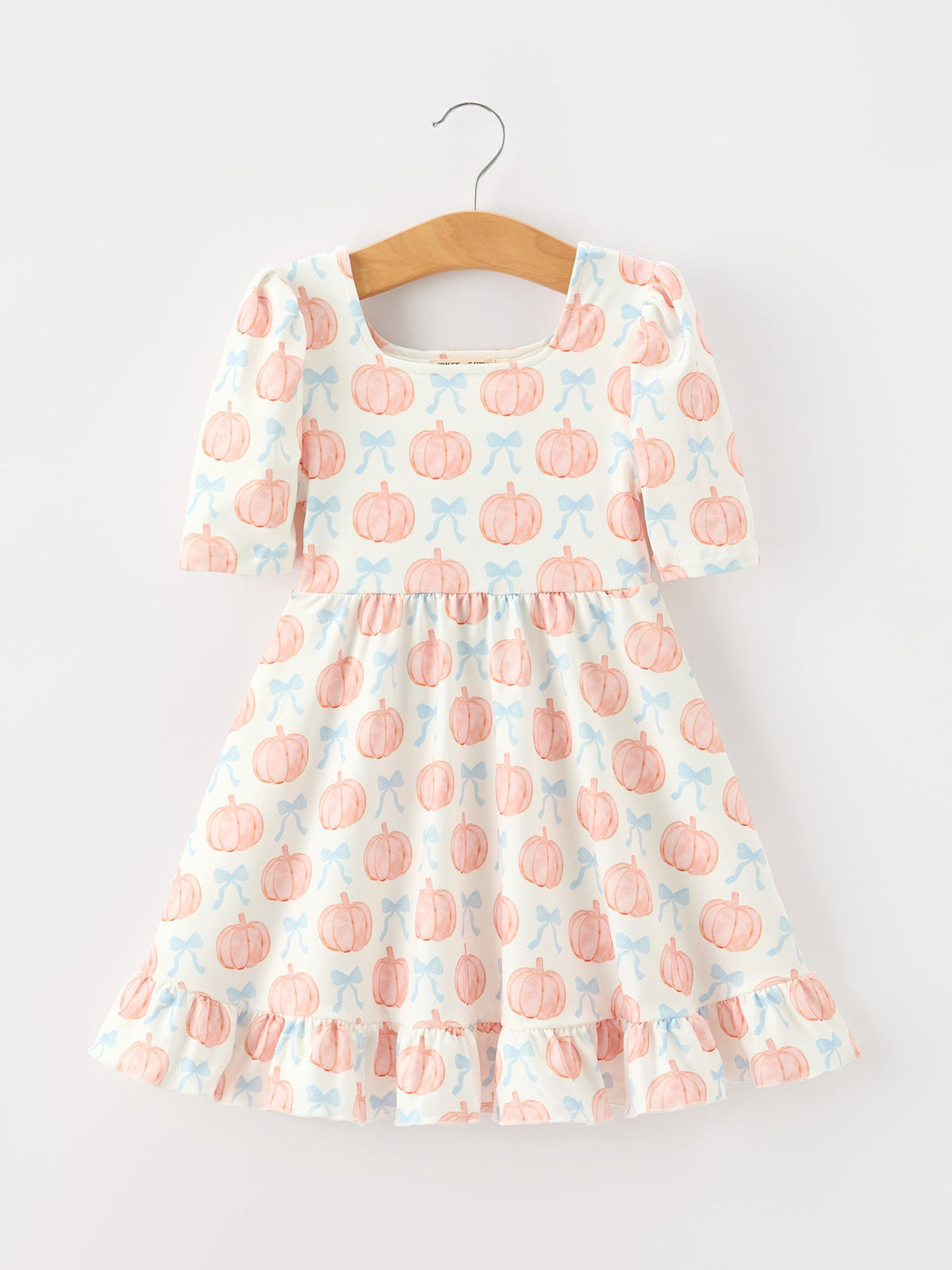 Halloween Thanksgiving Pumpkin Bow Girls Twirl Ruffle Dress - Rylee Faith Designs - Flyclothing LLC