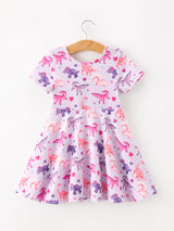 Dinosaur Heart Twirl Girls Dress Short Sleeves