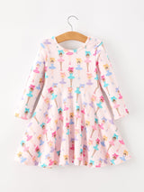 Fall Colorful Ballet Character Girls Long Sleeve Twirl Dress - Rylee Faith Designs - Flyclothing LLC
