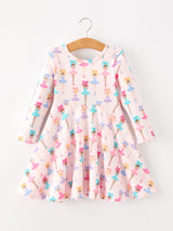 Fall Colorful Ballet Character Girls Long Sleeve Twirl Dress