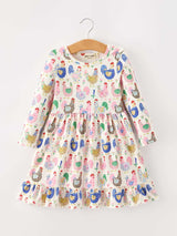 Fall Farm Chicken Print Girls Ruffle Hem Twirl Dress - Rylee Faith Designs - Flyclothing LLC