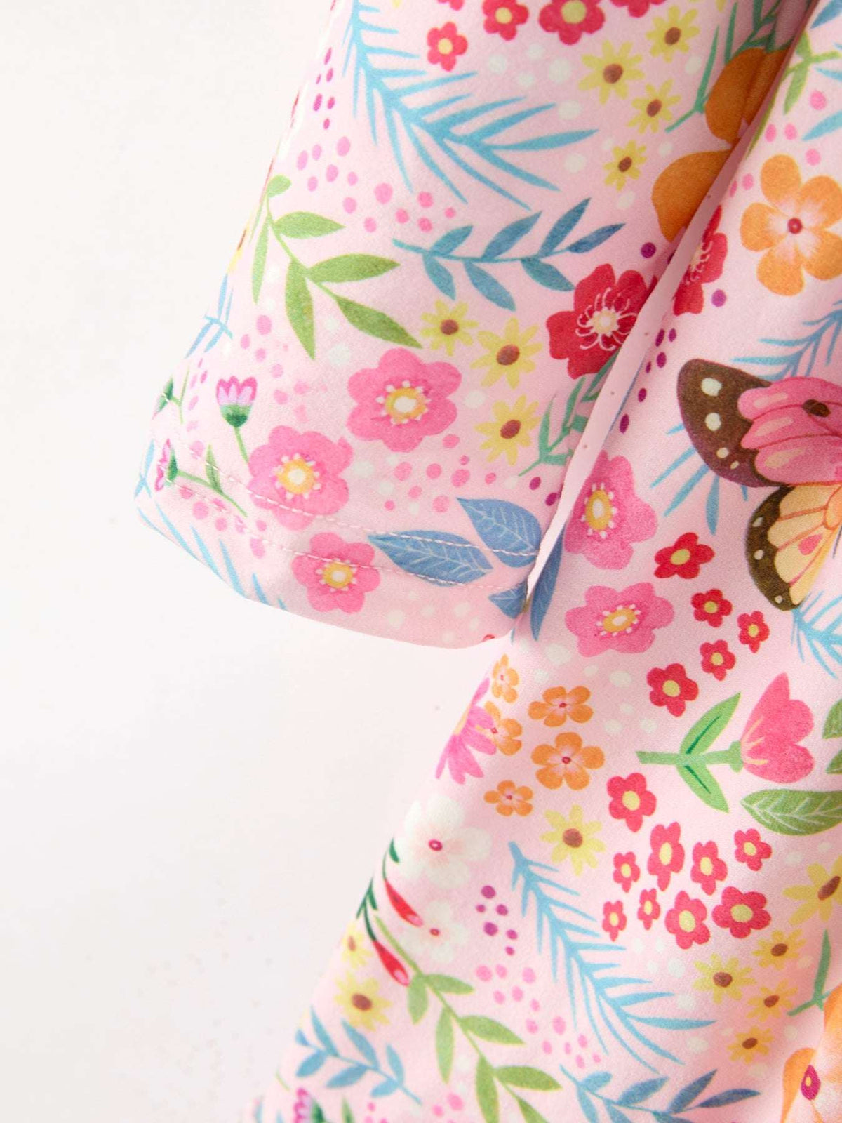 Fall Butterfly Floral Print Girls Ruffle Hem Twirl Dress - Rylee Faith Designs - Flyclothing LLC