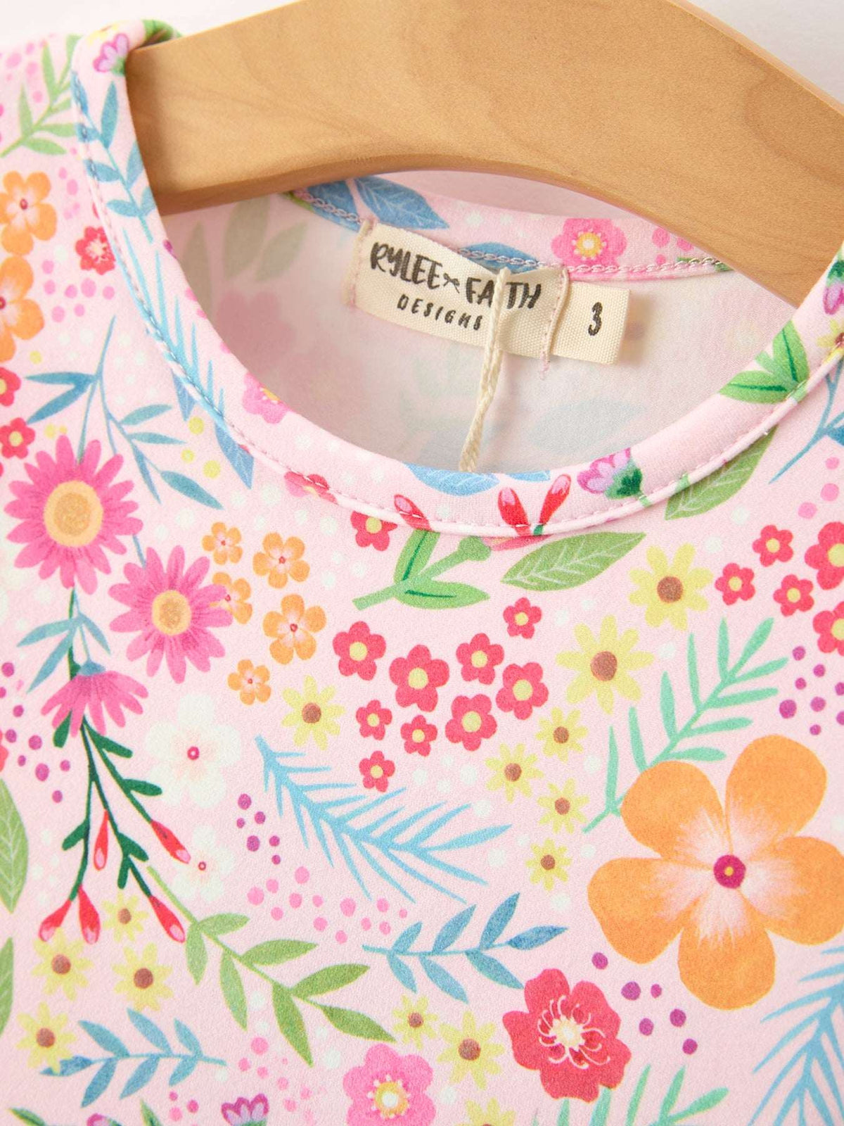 Fall Butterfly Floral Print Girls Ruffle Hem Twirl Dress - Rylee Faith Designs - Flyclothing LLC