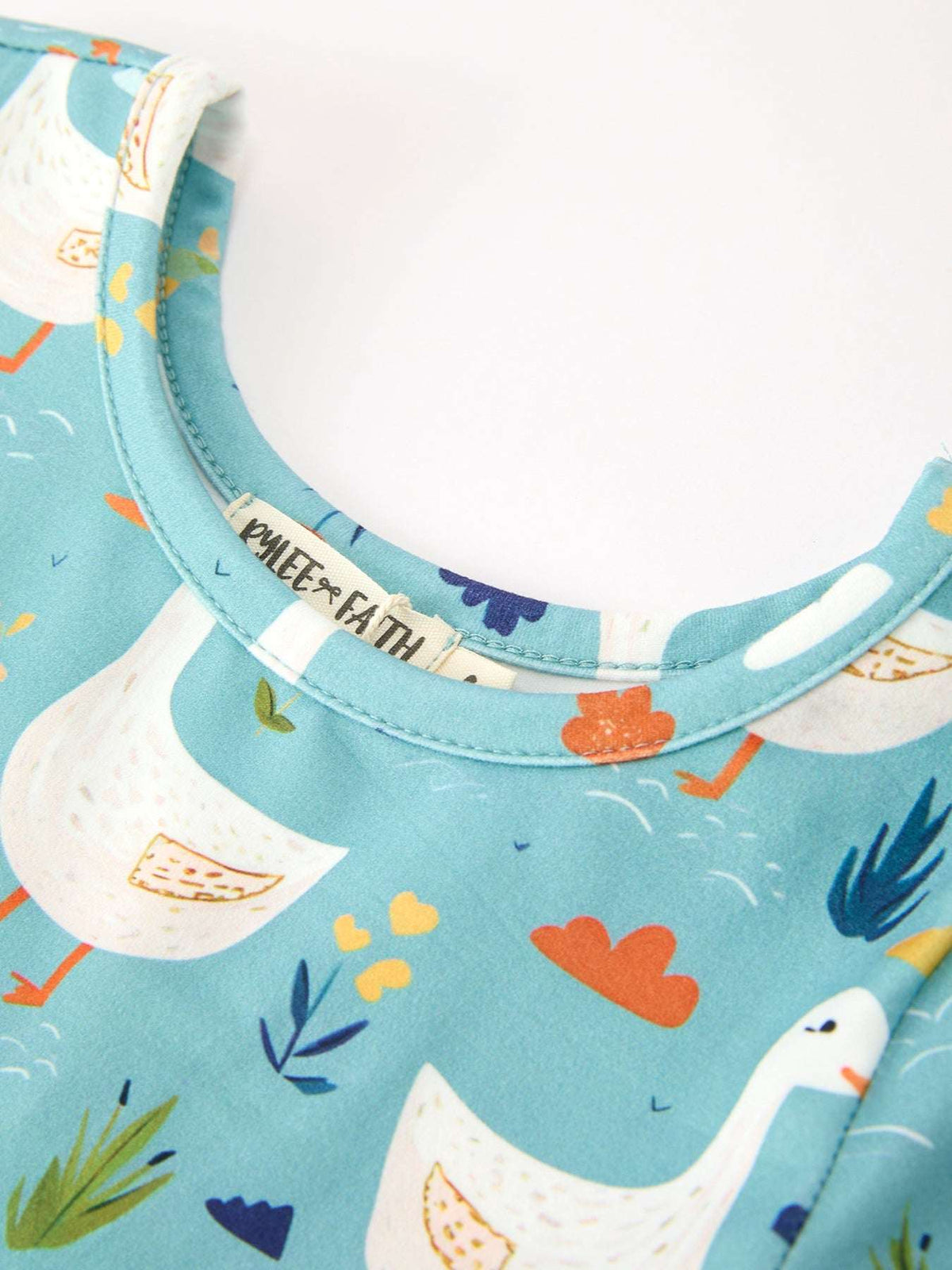 Fall Goose Print Girls Long Sleeve Twirl Dress