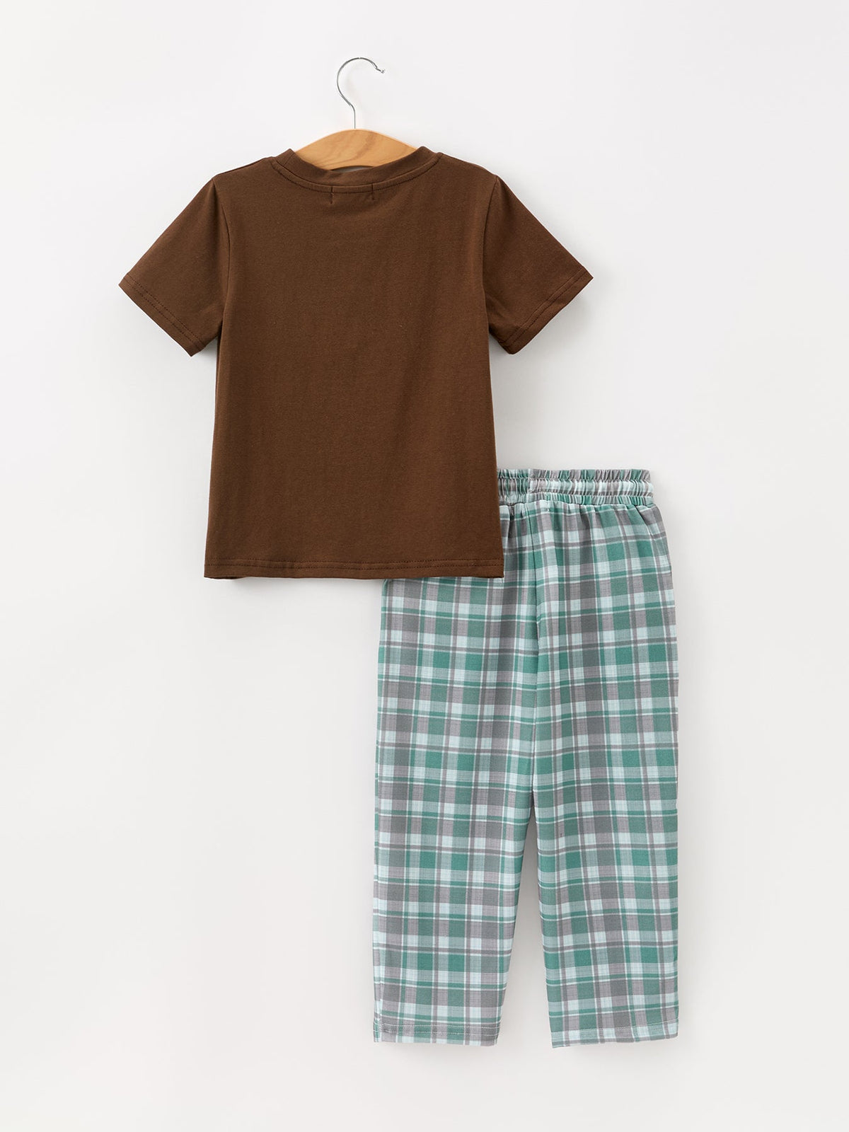 Plaid Moose Smocked Boys Short Sleeve Pant Set - Rylee Faith Designs - Flyclothing LLC