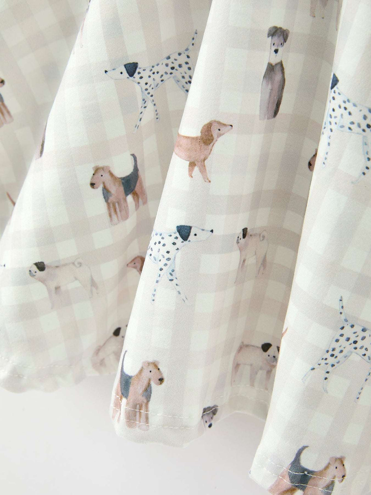 Fall Plaid Dog Print Girls Long Sleeve Twirl Dress