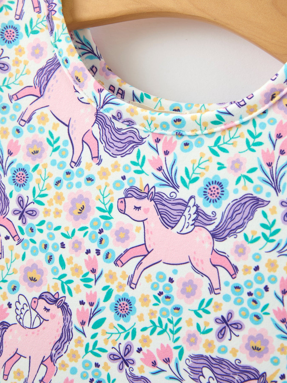 Unicorn Floral Print Girls Short Sleeve Twirl Dress - Rylee Faith Designs - Flyclothing LLC