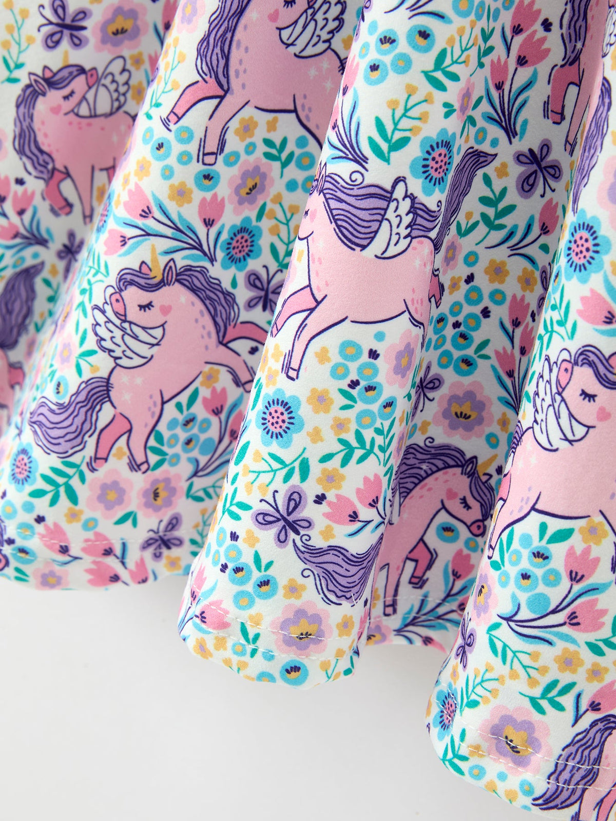 Unicorn Floral Print Girls Short Sleeve Twirl Dress - Rylee Faith Designs - Flyclothing LLC
