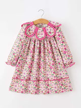 Hot Pink Floral Petals Collar Girl Dress