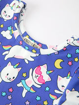 Fall Ghost Cat Print Girls Long Sleeve Twirl Dress