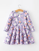 Halloween Ghost Pumpkin Girls Long Sleeve Twirl Dress - Rylee Faith Designs - Flyclothing LLC