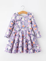Halloween Ghost Pumpkin Girls Long Sleeve Twirl Dress - Rylee Faith Designs - Flyclothing LLC