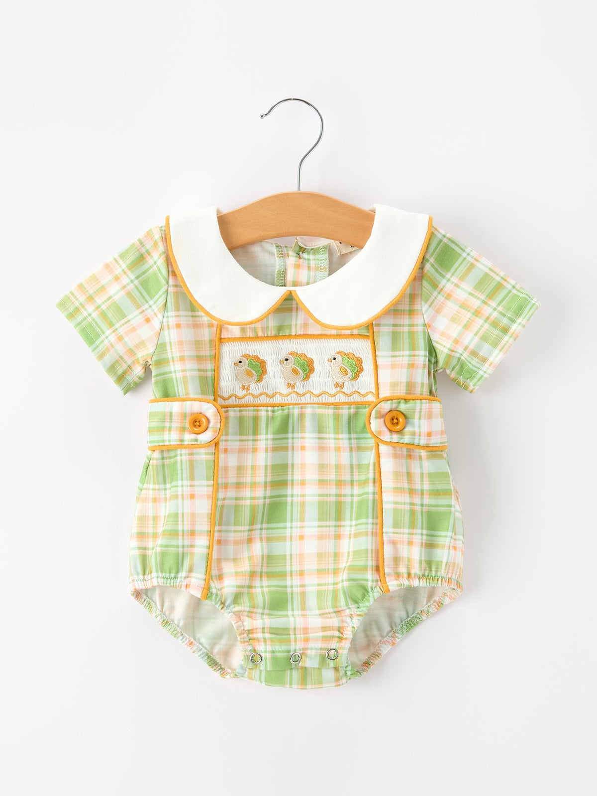 Thanksgiving Turkey Smocked Baby Boy JonJon - Rylee Faith Designs - Flyclothing LLC