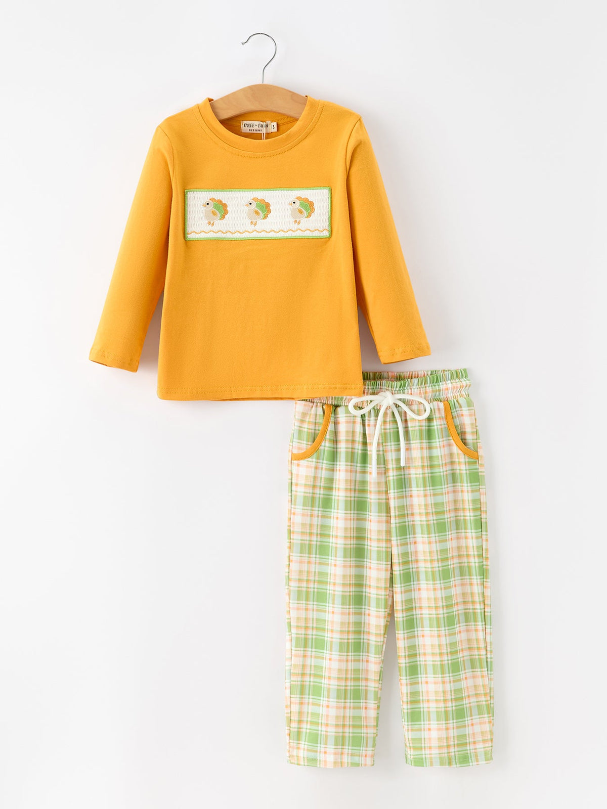 Thanksgiving Turkey Smocked Boys Pant Set - Rylee Faith Designs - Flyclothing LLC