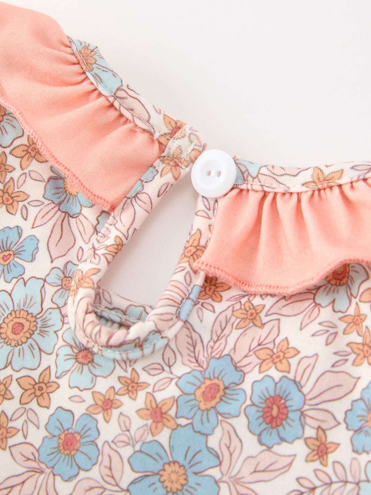 Fall Floral Girls Dress Smocked Ruffle Neck Bow
