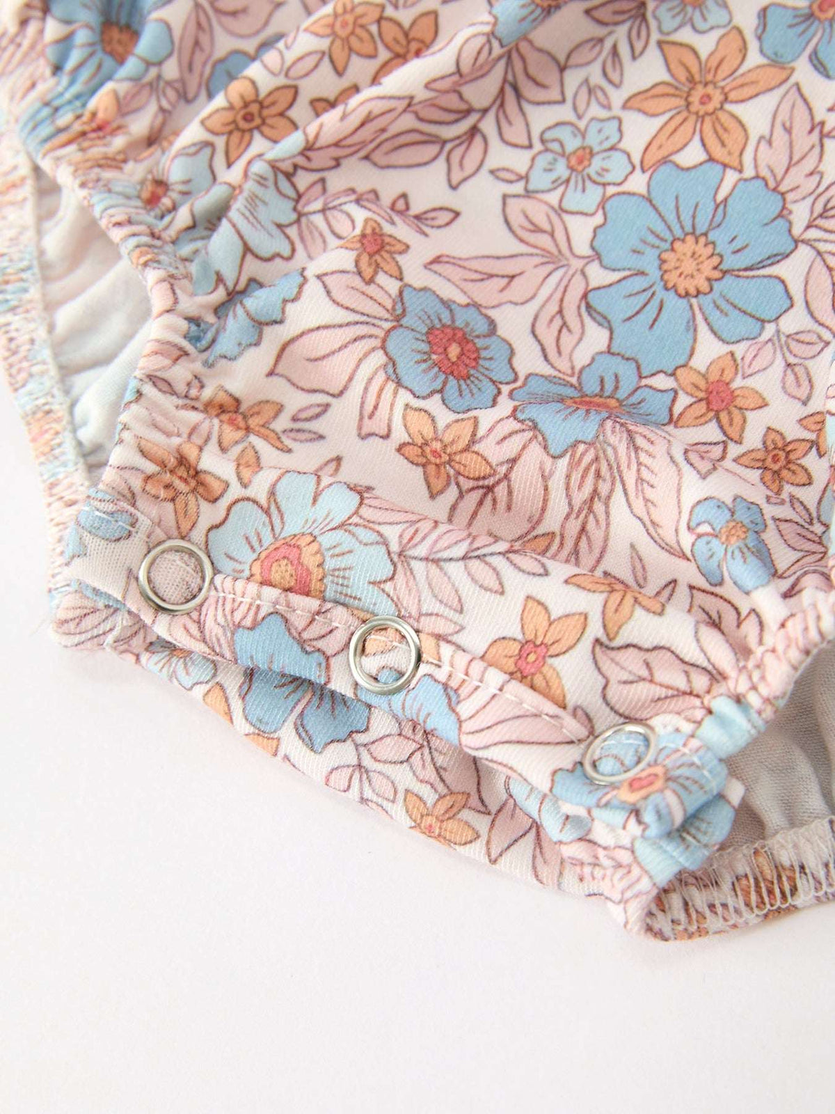 Fall Floral Baby Romper Smocked Ruffle Neck Bow - Rylee Faith Designs - Flyclothing LLC