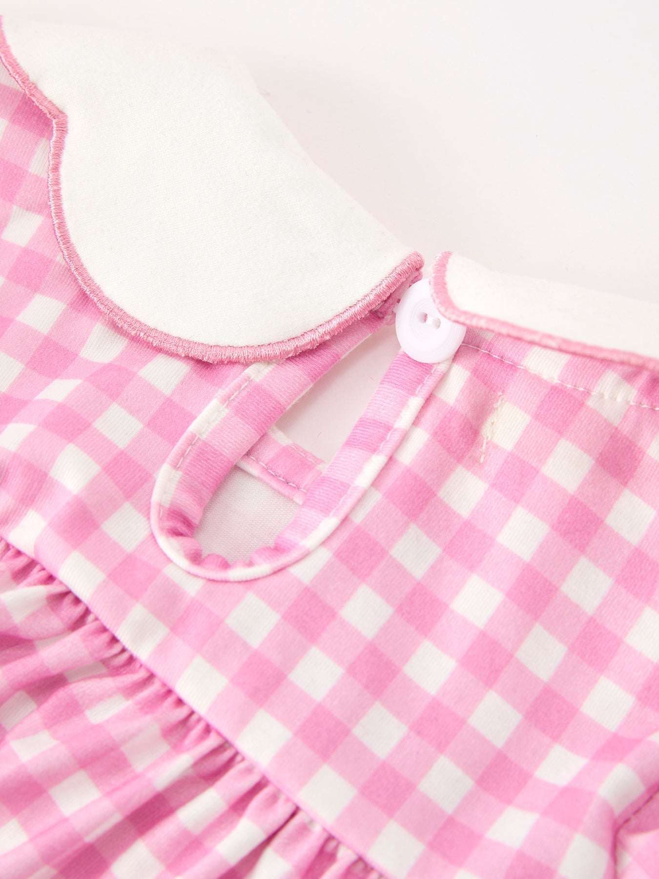 Thanksgiving Halloween Pumpkin Embroidery Pink Plaid Girls Bloomer Set
