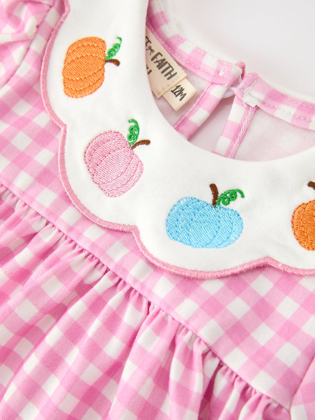 Thanksgiving Halloween Pumpkin Embroidery Pink Plaid Girls Bloomer Set - Rylee Faith Designs - Flyclothing LLC