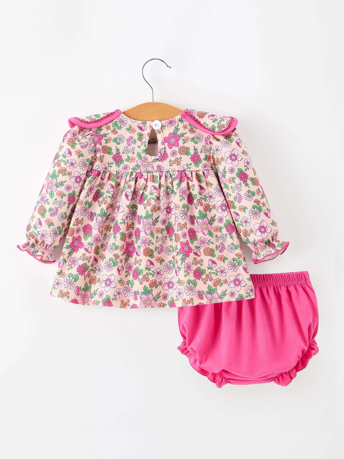 Hot Pink Floral Petals Collar Girl Bloomer Set - Rylee Faith Designs - Flyclothing LLC