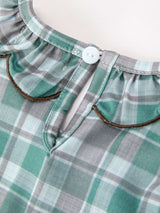 Plaid Moose Smocked Girls Puff Sleeve Dress - Rylee Faith Designs - Flyclothing LLC