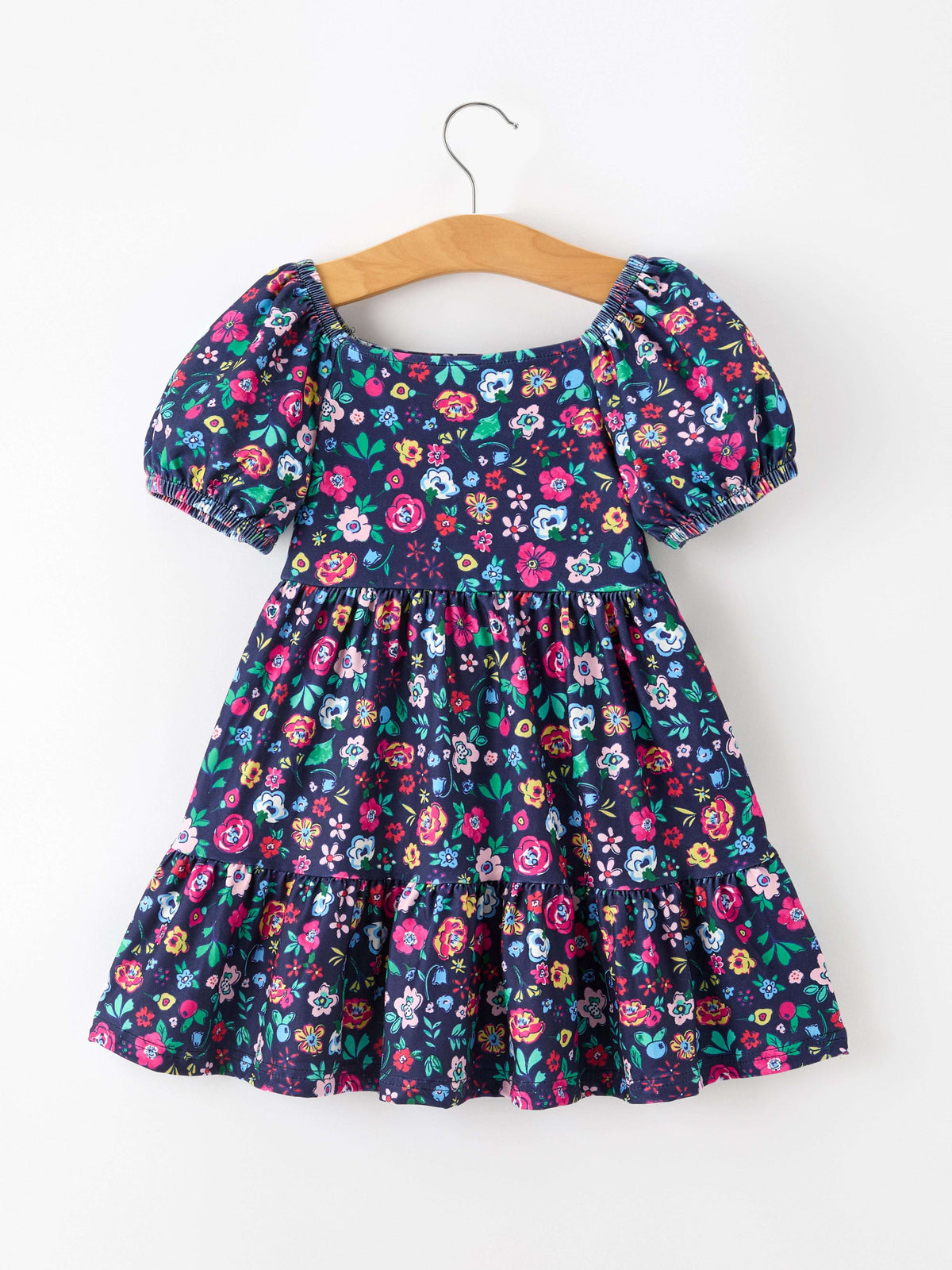 Fall Vintage Wildflower Puff Sleeve Girls Dress