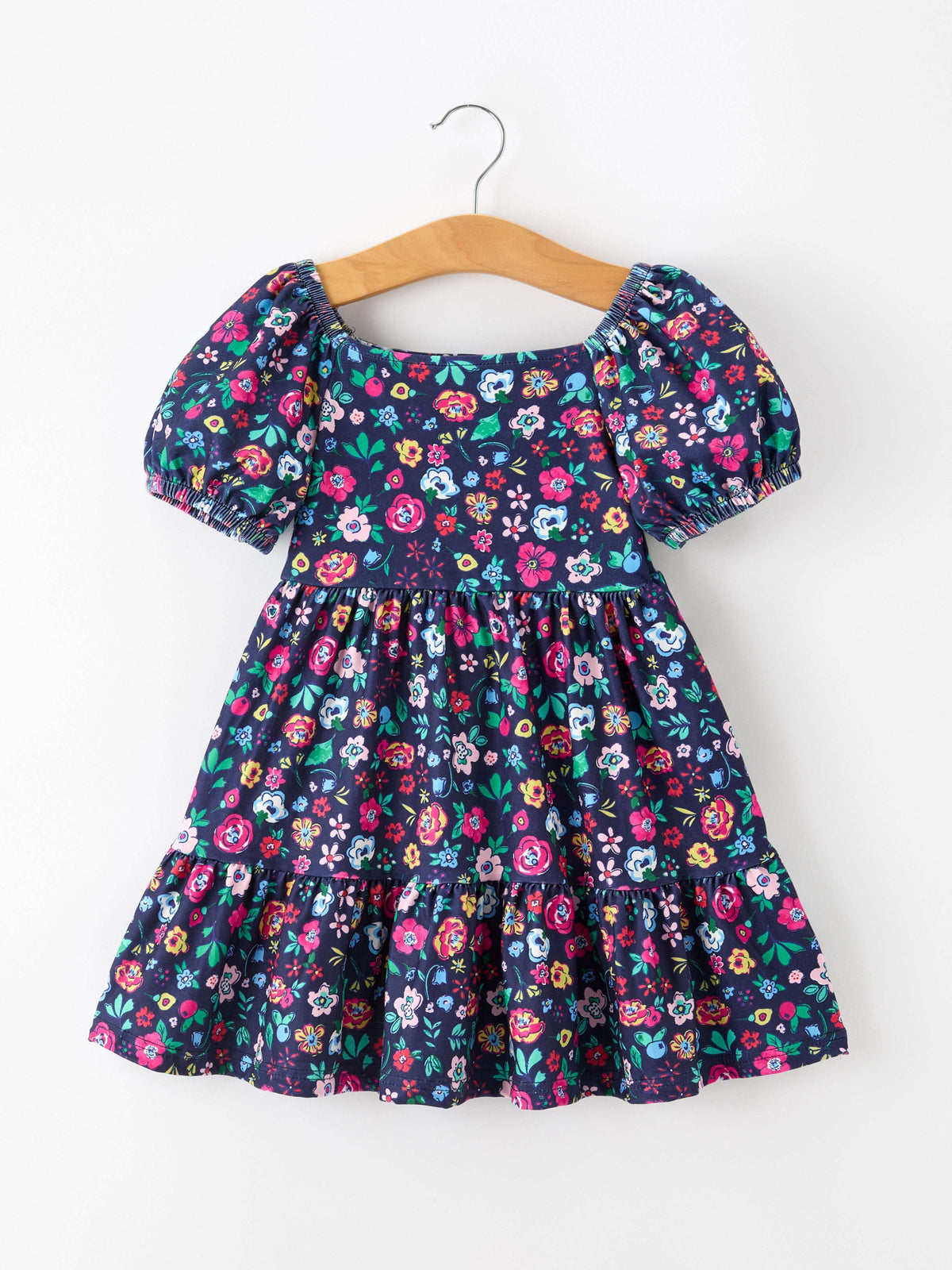 Fall Vintage Wildflower Puff Sleeve Girls Dress