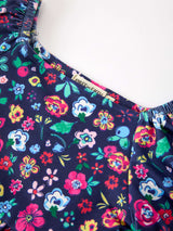 Fall Vintage Wildflower Puff Sleeve Girls Dress