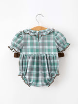 Plaid Moose Smocked Baby Girl Bubble Romper - Rylee Faith Designs - Flyclothing LLC