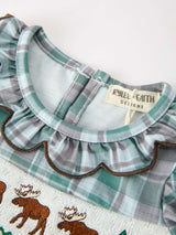 Plaid Moose Smocked Baby Girl Bubble Romper - Rylee Faith Designs - Flyclothing LLC