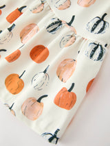 Fall Pumpkin Puff Sleeve Girls Dress - Rylee Faith Designs - Flyclothing LLC