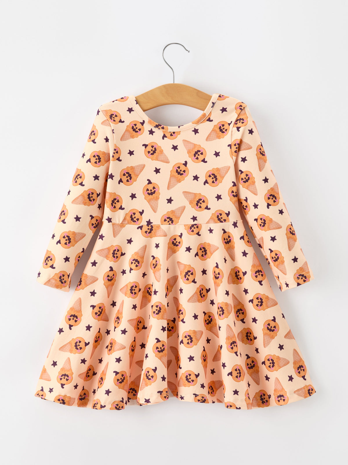 Halloween Pumpkin Girls Long Sleeve Dress - Rylee Faith Designs - Flyclothing LLC