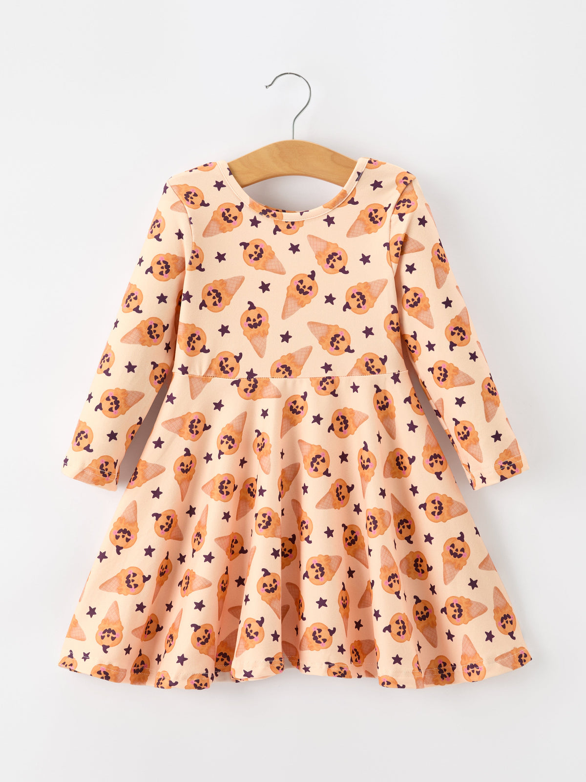 Halloween Pumpkin Girls Long Sleeve Dress - Rylee Faith Designs - Flyclothing LLC