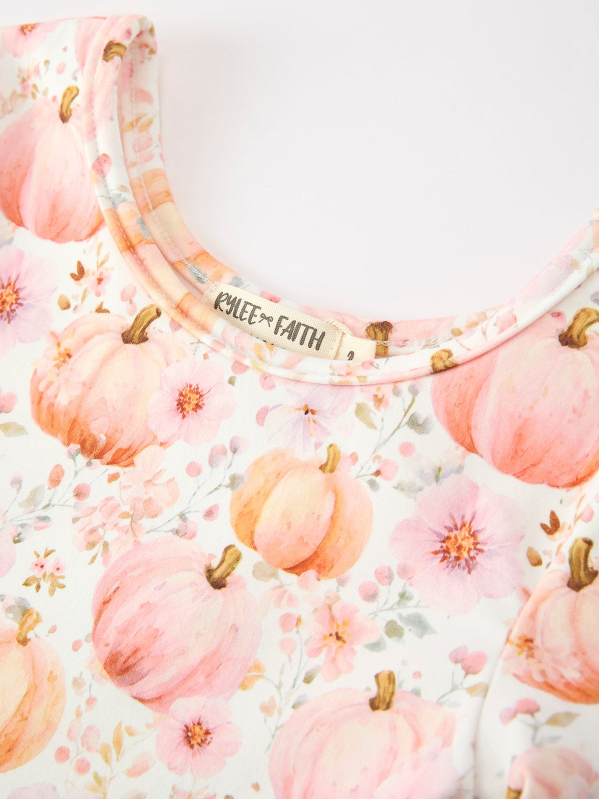 Fall Pink Pumpkin Girls Long Sleeve Twirl Dress - Rylee Faith Designs - Flyclothing LLC