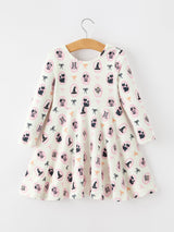 Halloween Vintage Cameo Print Girls Twirl Dress
