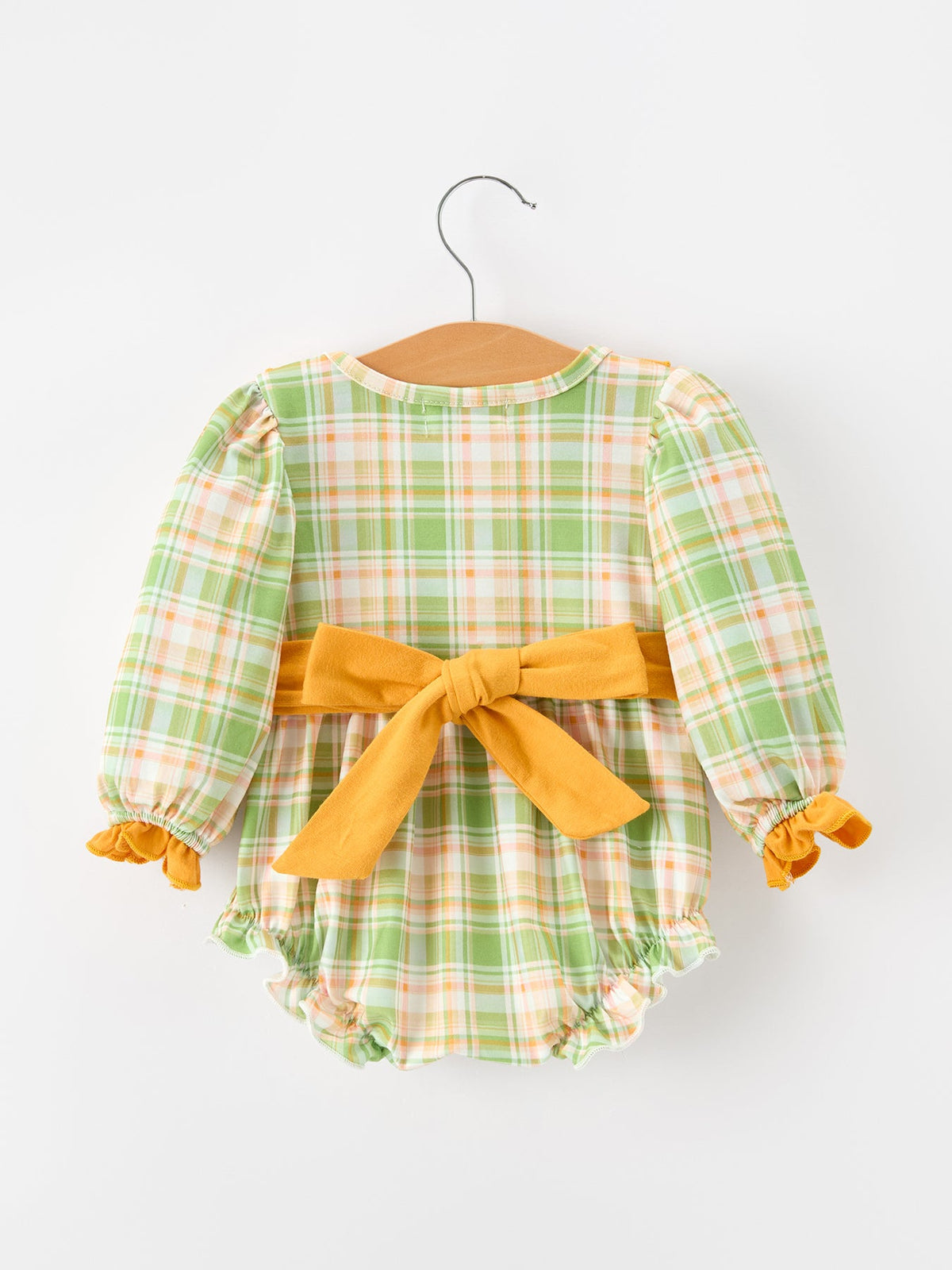 Thanksgiving Turkey Plaid Baby Girl Bubble Romper - Rylee Faith Designs - Flyclothing LLC