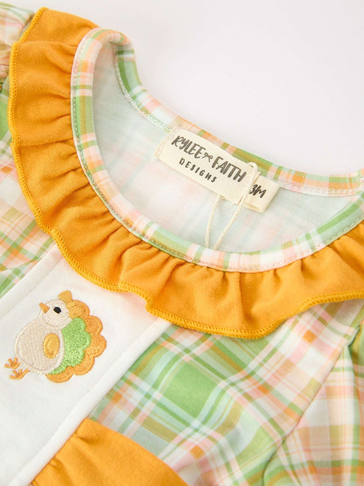 Thanksgiving Turkey Plaid Baby Girl Bubble Romper - Rylee Faith Designs - Flyclothing LLC