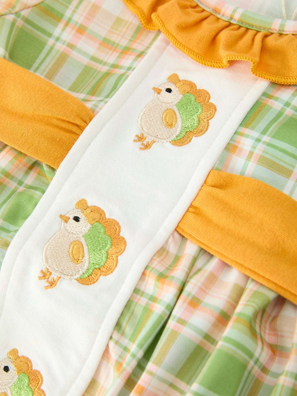 Thanksgiving Turkey Plaid Baby Girl Bubble Romper - Rylee Faith Designs - Flyclothing LLC