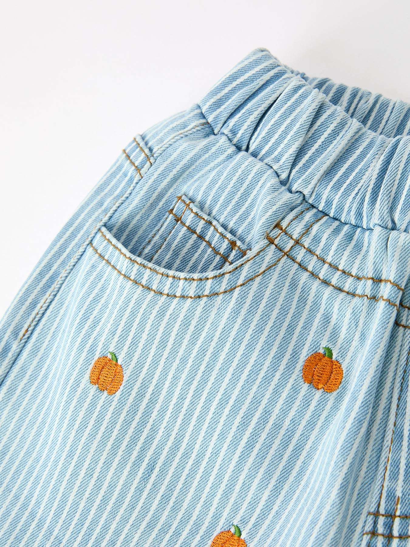 Halloween Thanksgiving Pumpkin Embroidered Girls Flare Pants