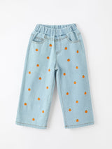 Halloween Thanksgiving Pumpkin Embroidered Girls Flare Pants - Rylee Faith Designs - Flyclothing LLC