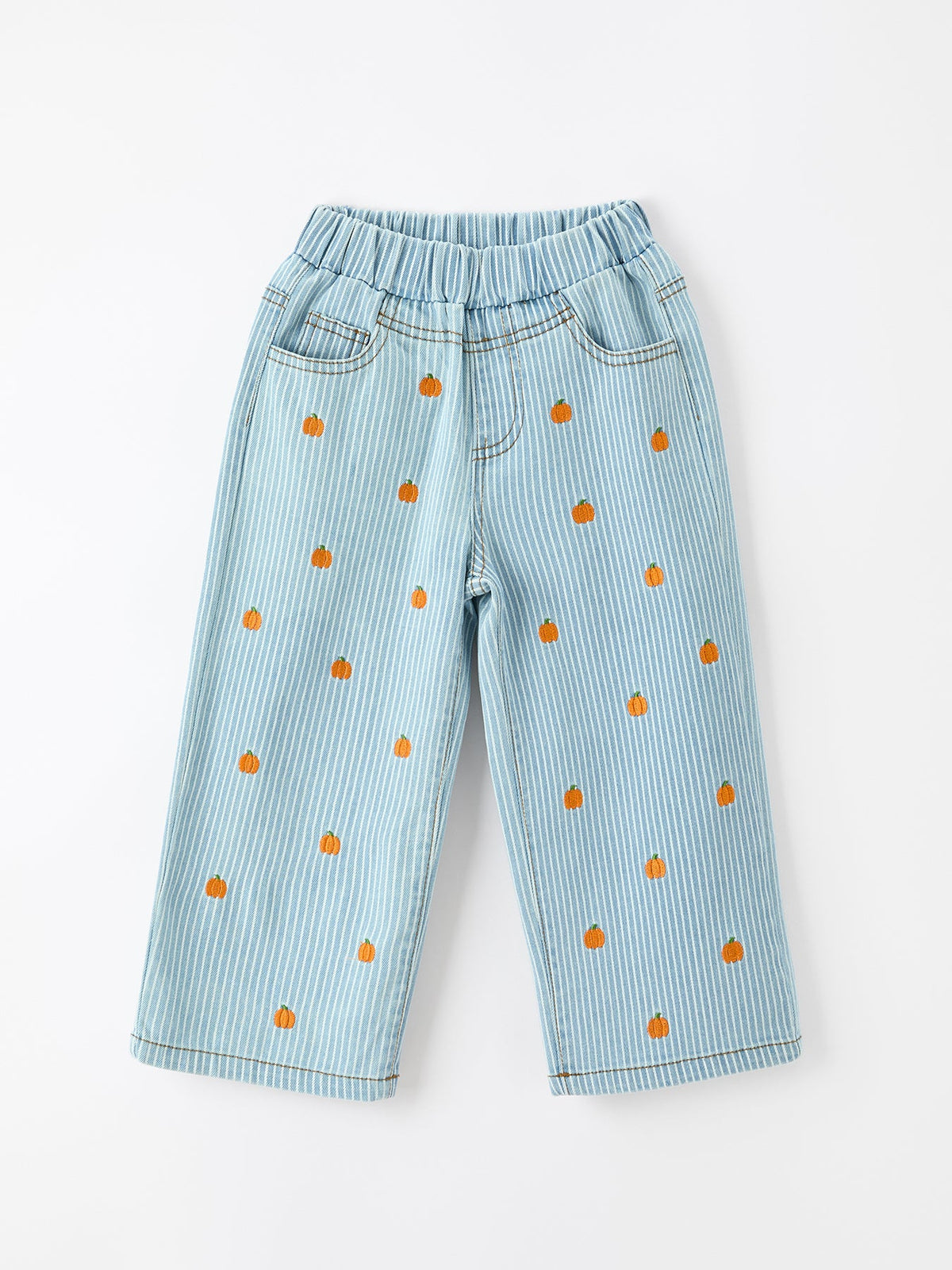 Halloween Thanksgiving Pumpkin Embroidered Girls Flare Pants - Rylee Faith Designs - Flyclothing LLC