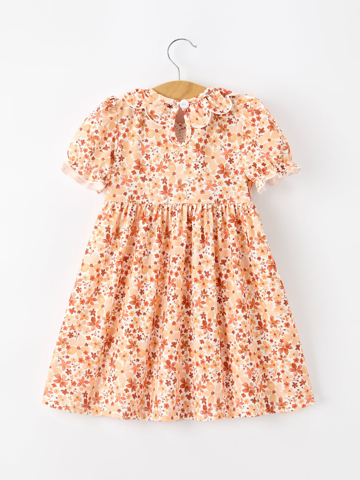 Fall Rust Floral Baby Girls Dress Smocked Petal Collar - Rylee Faith Designs - Flyclothing LLC