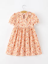 Fall Rust Floral Baby Girls Dress Smocked Petal Collar - Rylee Faith Designs - Flyclothing LLC