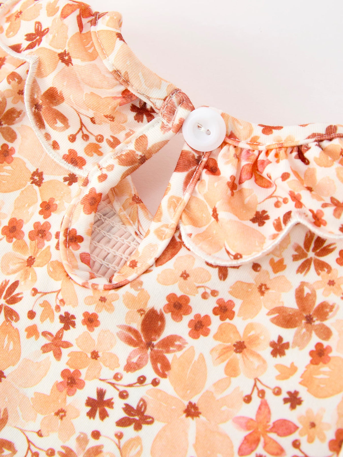 Fall Rust Floral Baby Girls Dress Smocked Petal Collar - Rylee Faith Designs - Flyclothing LLC
