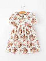 Fall Garden Girls Dress Smocked Petal Collar Bow - Rylee Faith Designs - Flyclothing LLC