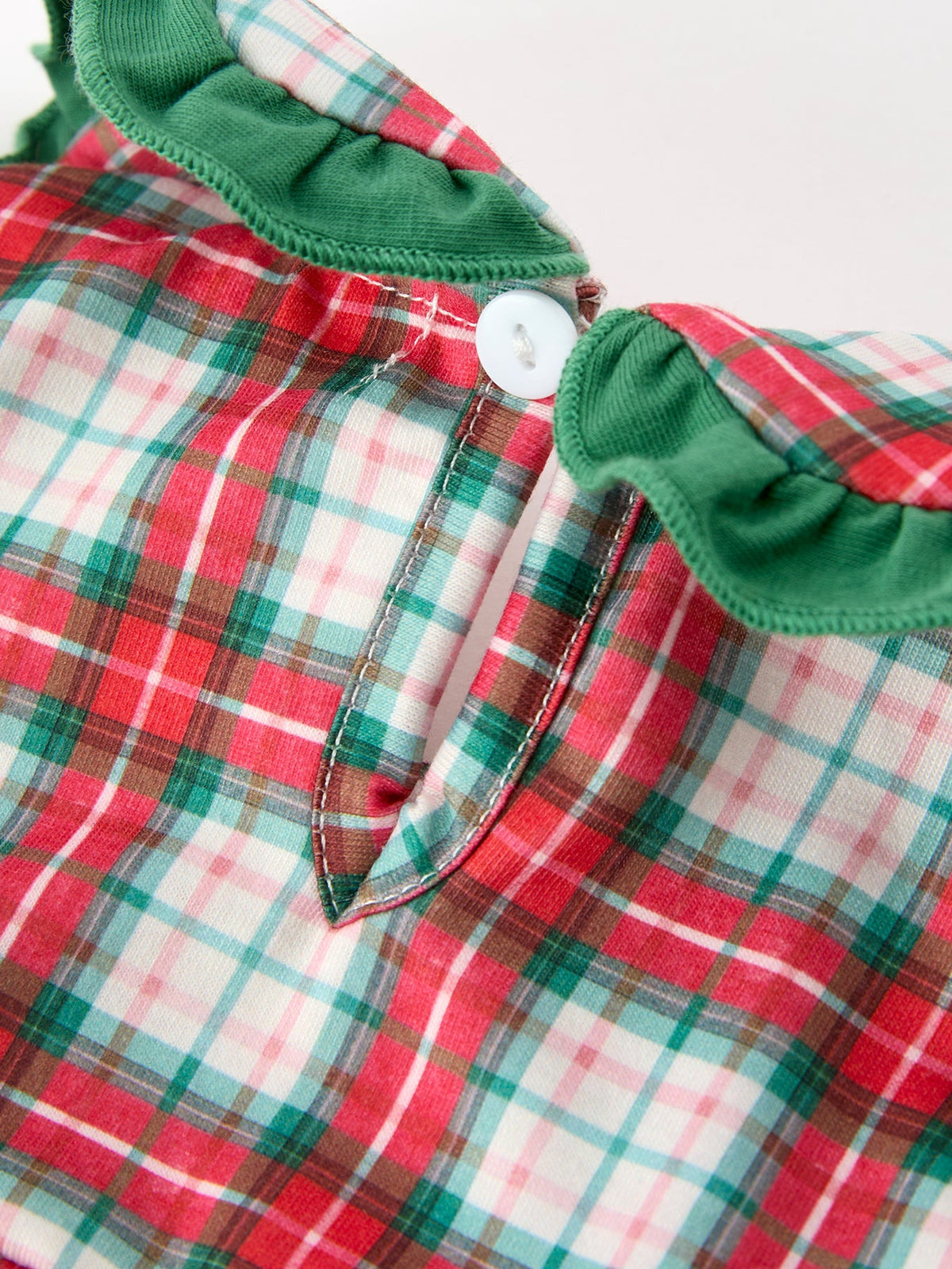 Christmas Tree Plaid Girls Romper Petals Collar Ruffle - Rylee Faith Designs - Flyclothing LLC