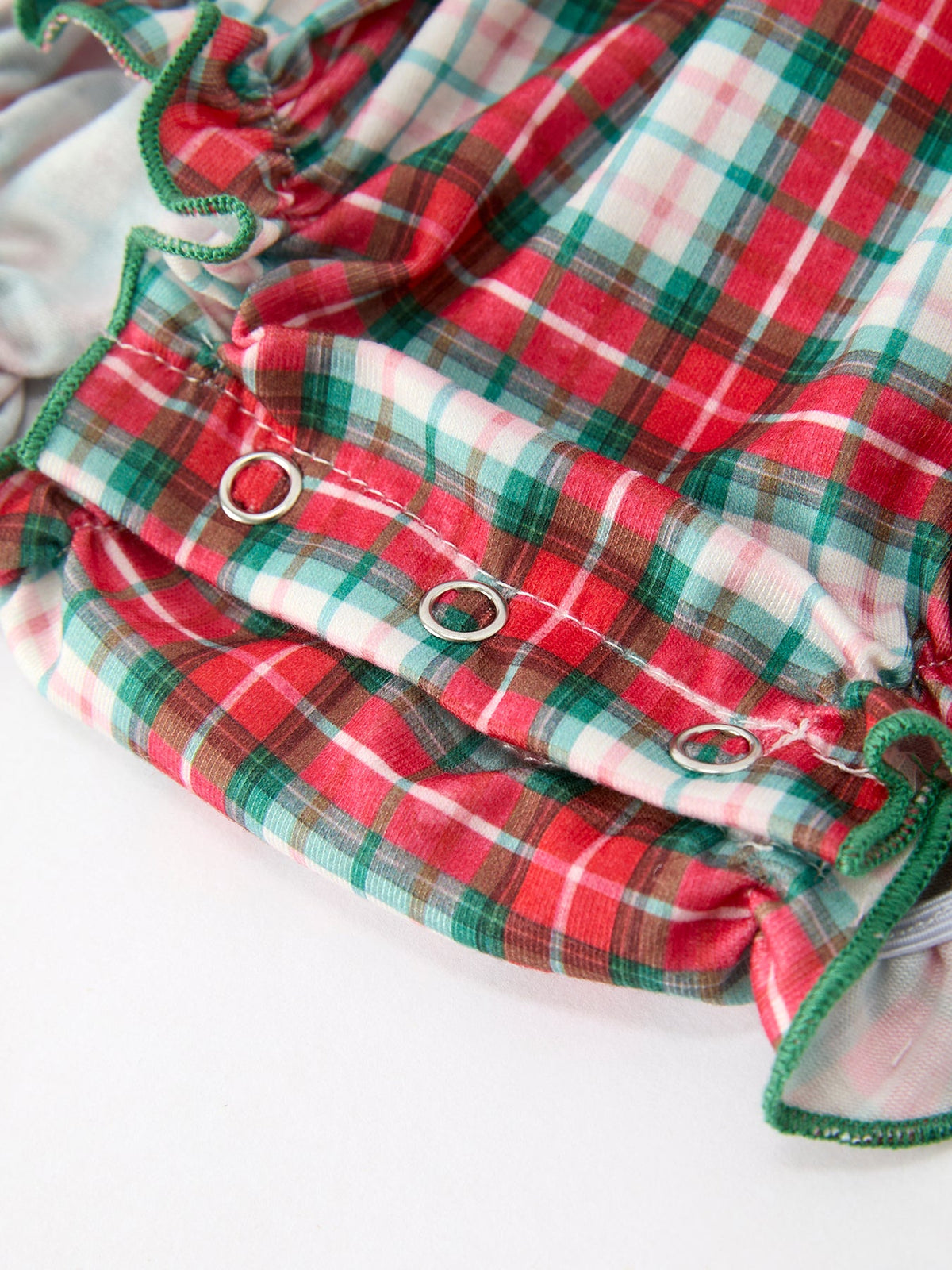 Christmas Tree Plaid Girls Romper Petals Collar Ruffle - Rylee Faith Designs - Flyclothing LLC