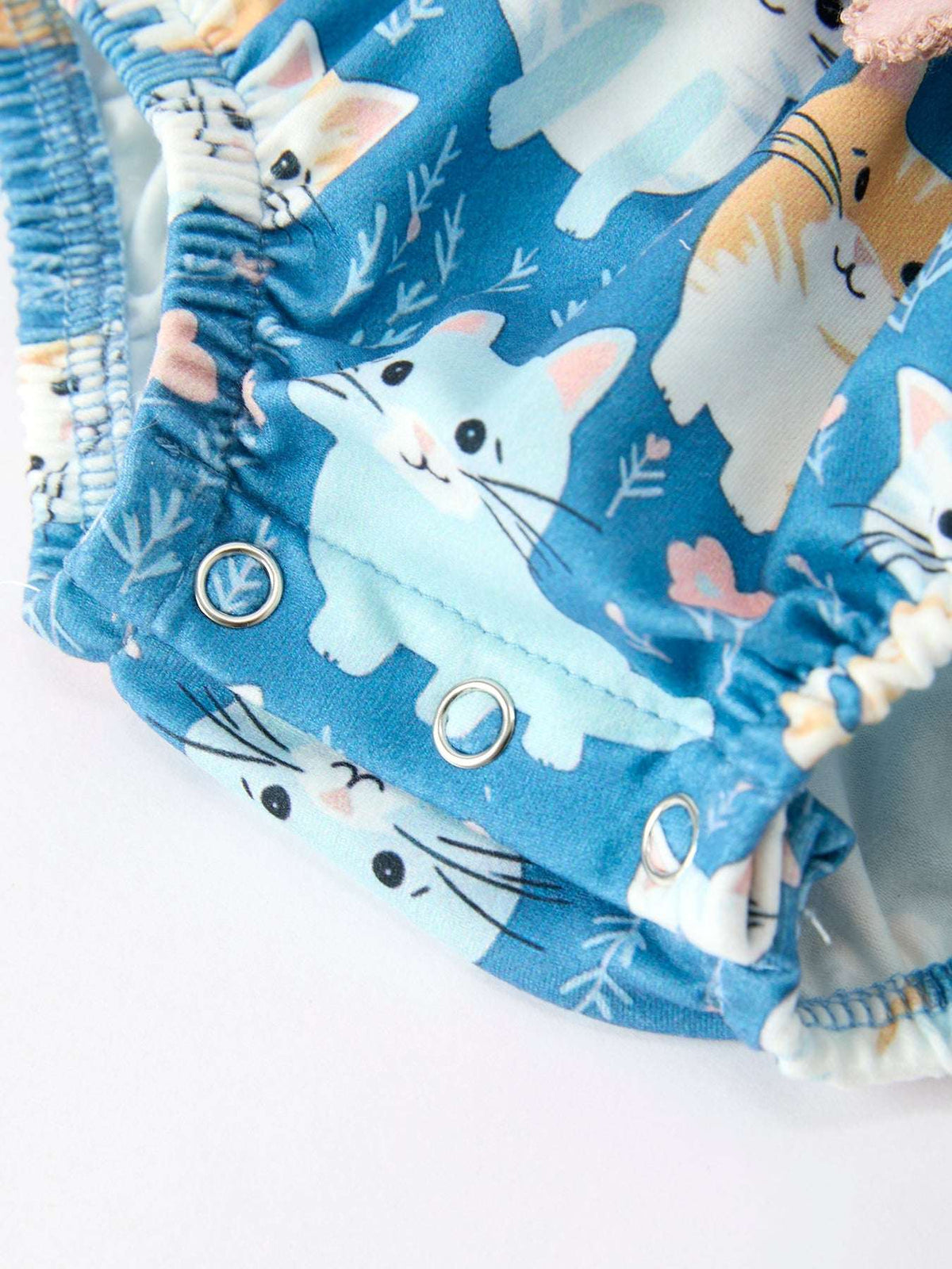 Fall Cat Print Girls Long Sleeve Romper