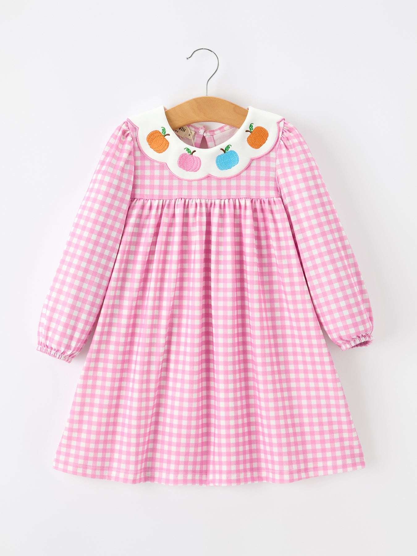 Thanksgiving Halloween Pumpkin Embroidery Girls Dress