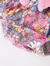 Fall Vintage Floral Print Girls Long Sleeve Romper