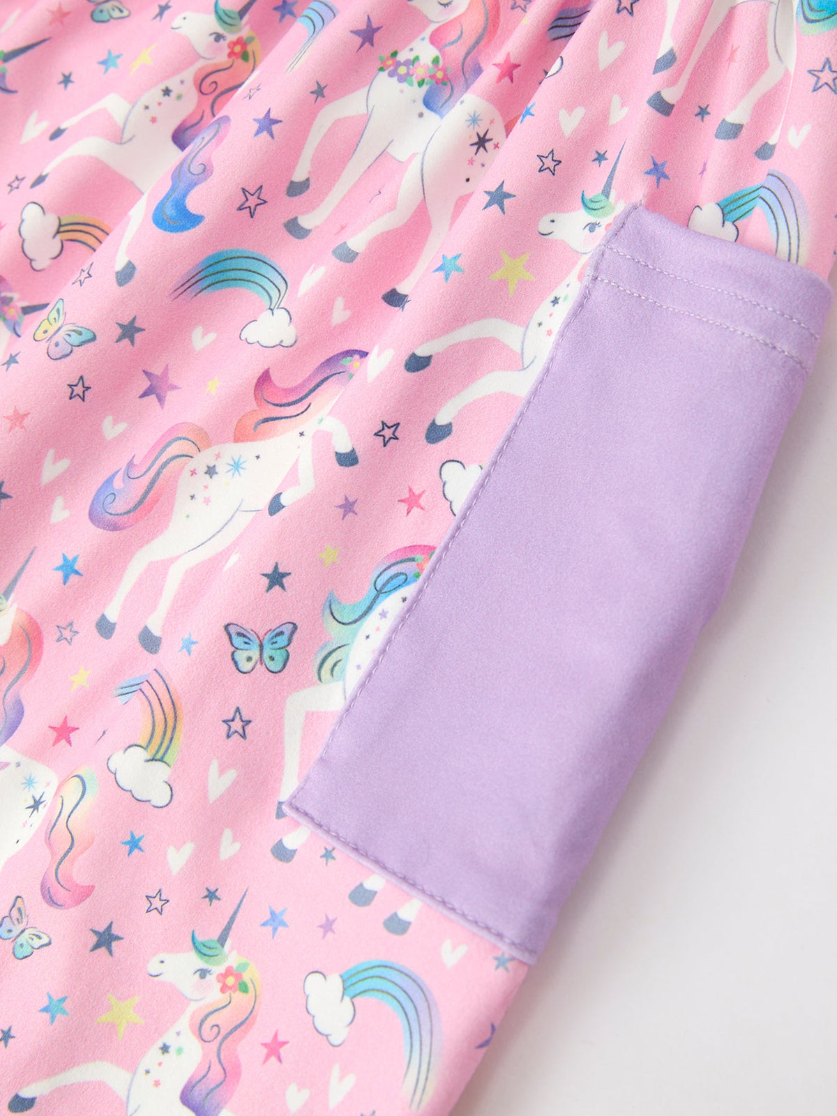 Pink Unicorn Girls Pocket Dress Rainbow Star Print - Rylee Faith Designs - Flyclothing LLC